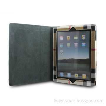 Leather Case for Apple's iPad 2, A Stand from Folding, with Access to Earphone Jack/USB Port & More